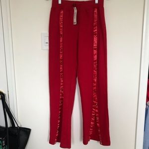 Boohoo Red Popper Front Sweatpants